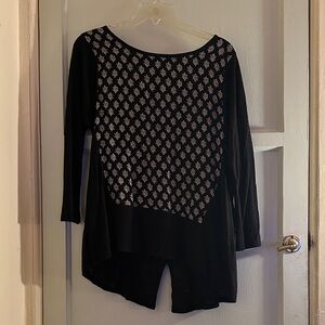 Lucky Brand Black and White Patterned Women's Top